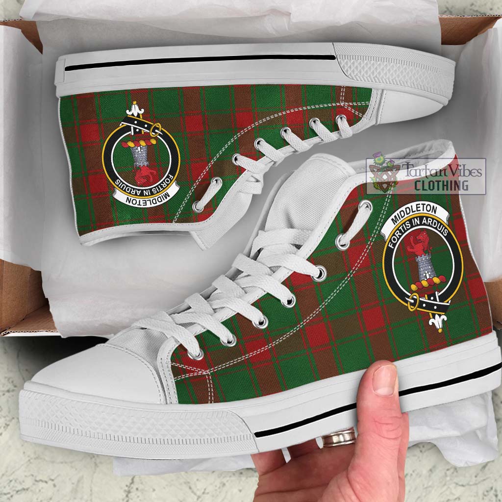 Middleton Tartan High Top Shoes with Family Crest Kid High Top - White Sole - Tartan Vibes Clothing