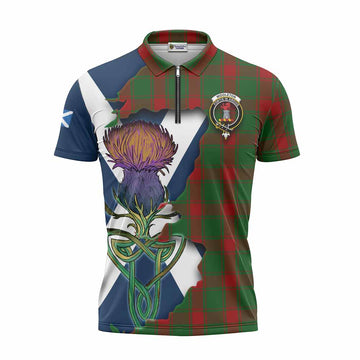 Middleton Tartan Family Crest Zipper Polo Shirt Scottish Thistle Celtic Inspired Unisex - Tartan Vibes Clothing