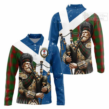 Middleton Tartan Long Sleeve Polo Shirt with Family Crest Scottish Bagpiper Vibes Unisex - Tartan Vibes Clothing
