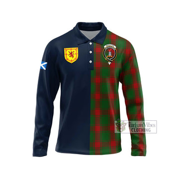 Middleton Tartan Long Sleeve Polo Shirt Alba with Scottish Lion Royal Arm Half Style Unisex - Tartan Vibes Clothing
