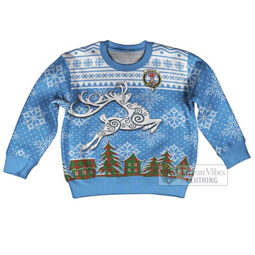Middleton Clan Christmas Kid Ugly Sweater with Tartan and Celtic Reindeer Style Kid - Tartan Vibes Clothing