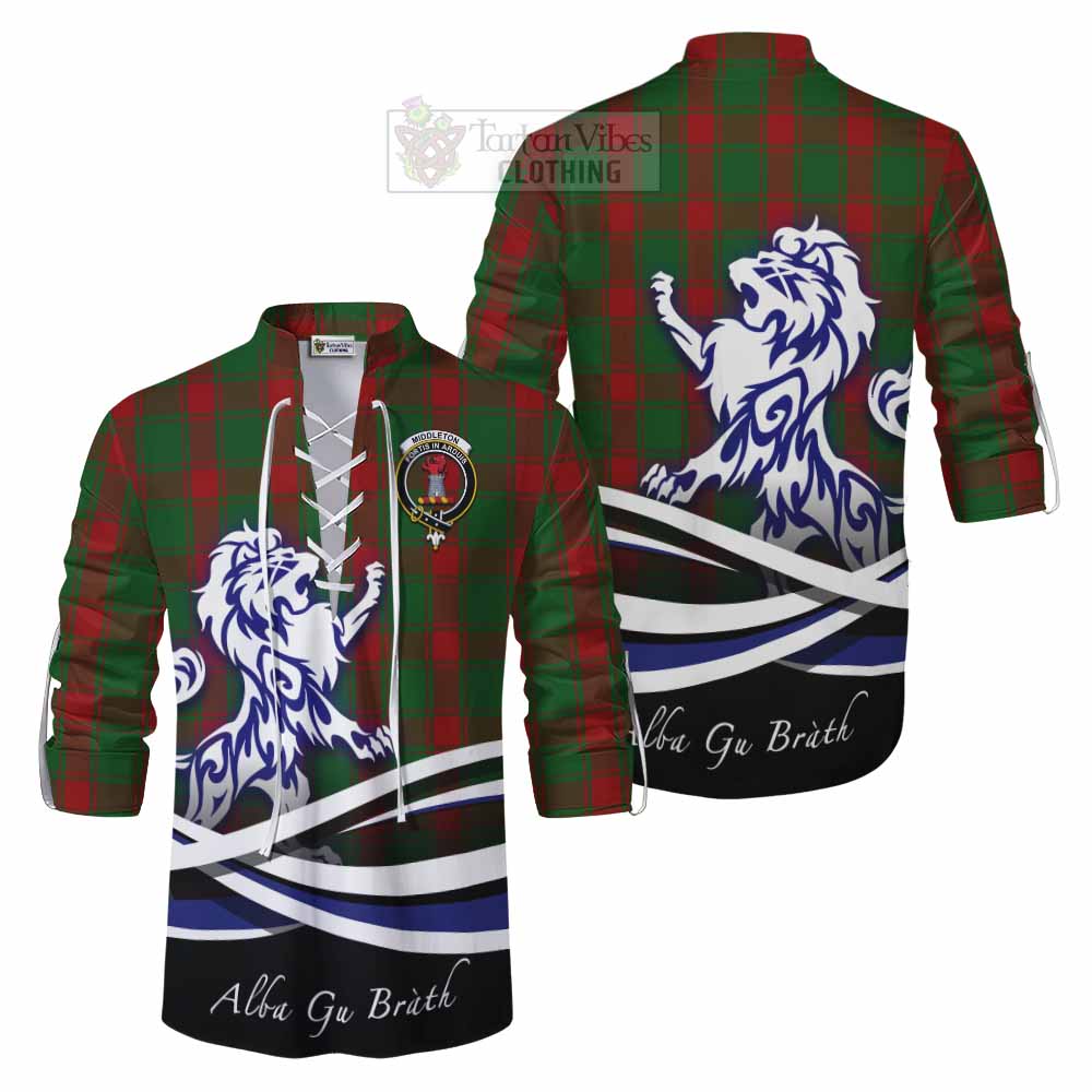 Middleton Tartan Ghillie Kilt Shirt with Alba Gu Brath Regal Lion Emblem Men - Tartan Vibes Clothing