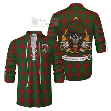 Middleton Tartan Ghillie Kilt Shirt with Family Crest and Bearded Skull Holding Bottles of Whiskey Men - Tartan Vibes Clothing