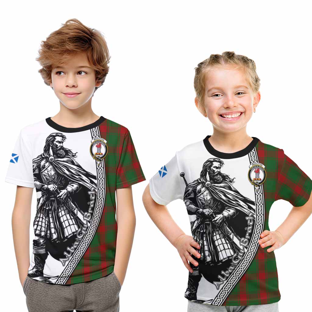 Middleton Tartan Clan Crest Kid T-Shirt with Highlander Warrior Celtic Style Youth XL Size14 - Tartan Vibes Clothing