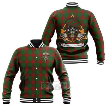Middleton Tartan Baseball Jacket with Family Crest and Bearded Skull Holding Bottles of Whiskey Unisex - Tartan Vibes Clothing