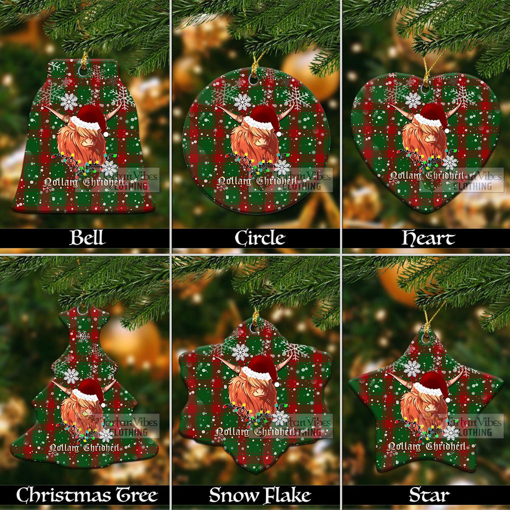 Middleton Tartan Christmas Ceramic Ornaments with Twinkle Highland Cattle Ceramic - Tartan Vibes Clothing