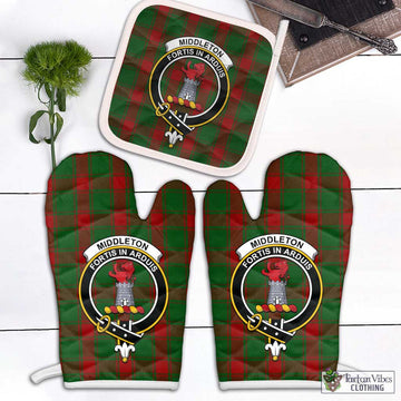 Middleton Tartan Combo Oven Mitt & Pot-Holder with Family Crest Combo 2 Oven Mitt & 1 Pot-Holder Black - Tartan Vibes Clothing