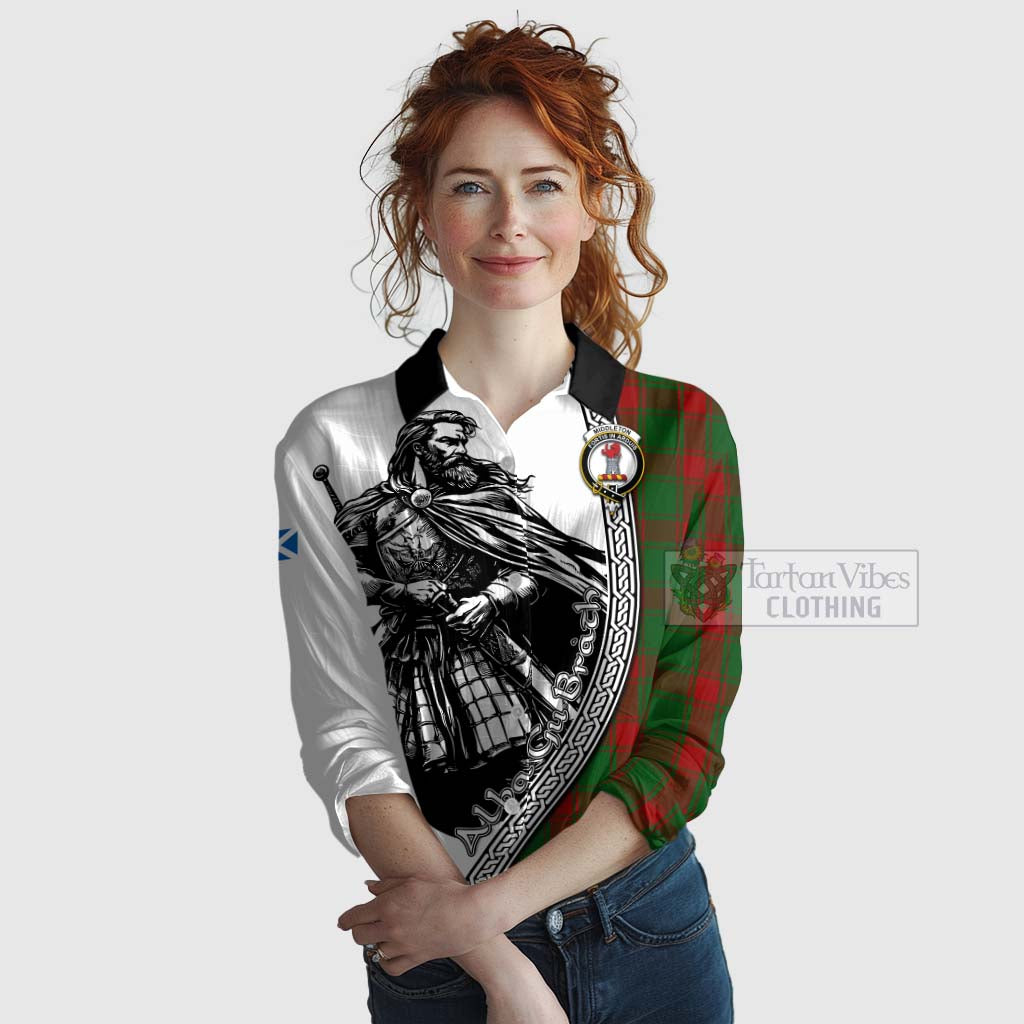 Middleton Tartan Clan Crest Women's Casual Shirt with Highlander Warrior Celtic Style Female - Tartan Vibes Clothing