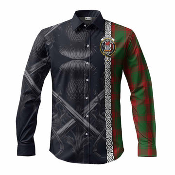 Tartan Vibes Clothing Middleton Tartan Long Sleeve Button Shirt with Family Crest Cross Sword Thistle Celtic Vibes