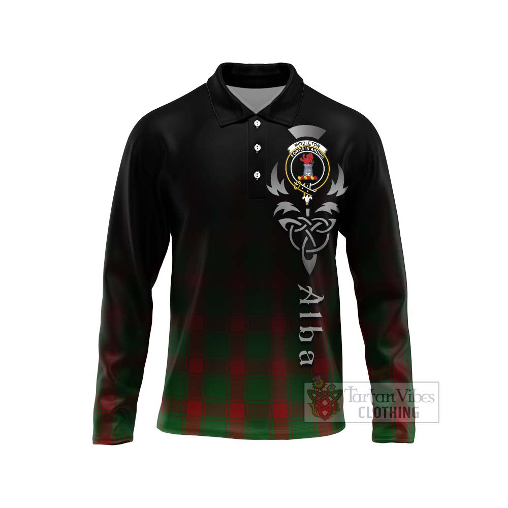 Middleton Tartan Long Sleeve Polo Shirt Featuring Alba Gu Brath Family Crest Celtic Inspired Unisex - Tartan Vibes Clothing