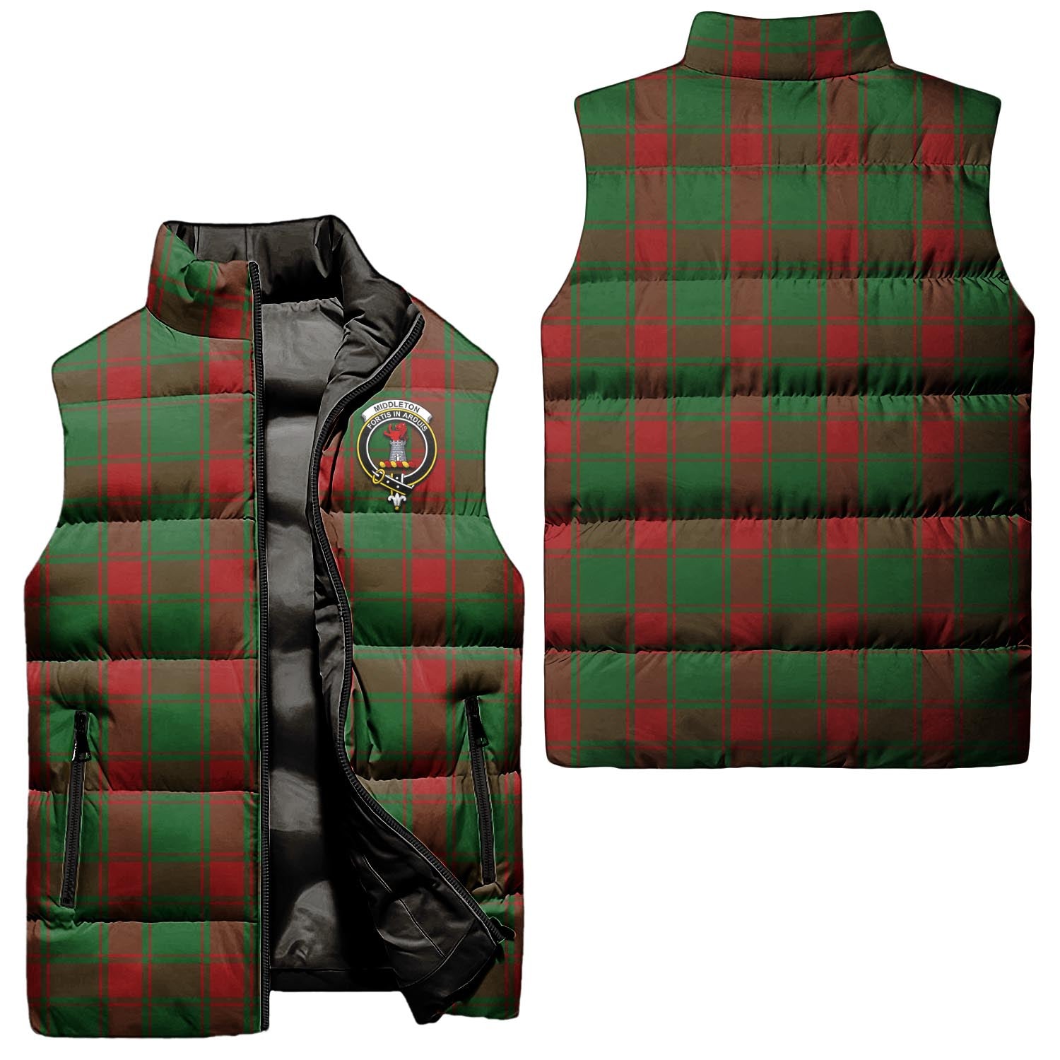 Middleton Tartan Sleeveless Puffer Jacket with Family Crest Unisex - Tartan Vibes Clothing