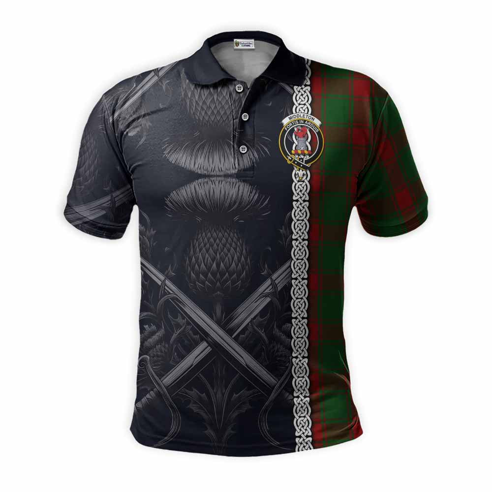 Middleton Tartan Polo Shirt with Family Crest Cross Sword Thistle Celtic Vibes Kid - Tartan Vibes Clothing