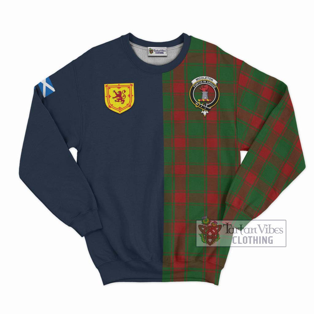 Middleton Tartan Sweatshirt Alba with Scottish Lion Royal Arm Half Style Unisex - Tartan Vibes Clothing