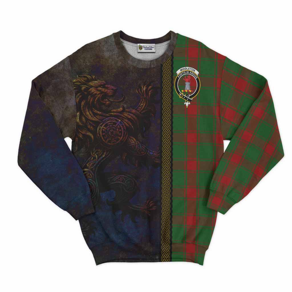 Middleton Tartan Family Crest Sweatshirt Alba Gu Brath Be Brave Lion Ancient Style Unisex - Tartan Vibes Clothing