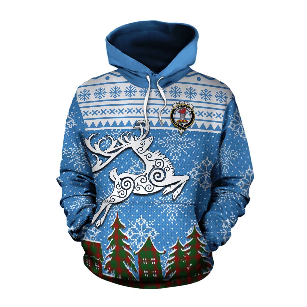 Middleton Clan Christmas Cotton Hoodie Celtic Reindeer Style Pullover Hoodie XS - Tartan Vibes Clothing