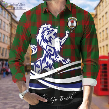 Middleton Tartan Long Sleeve Button Up Shirt with Alba Gu Brath Regal Lion Emblem Men's Shirt - Tartan Vibes Clothing