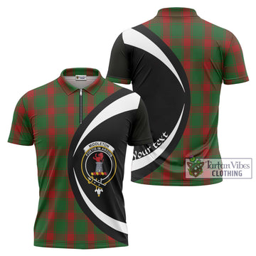 Middleton Tartan Zipper Polo Shirt with Family Crest Circle Style Unisex - Tartan Vibes Clothing