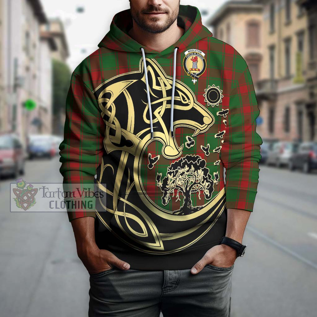 Middleton Tartan Hoodie with Family Crest Celtic Wolf Style Zip Hoodie - Tartan Vibes Clothing