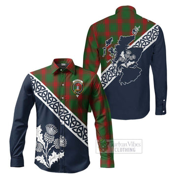 Middleton Tartan Long Sleeve Button Shirt Featuring Thistle and Scotland Map Men's Shirt S - Tartan Vibes Clothing