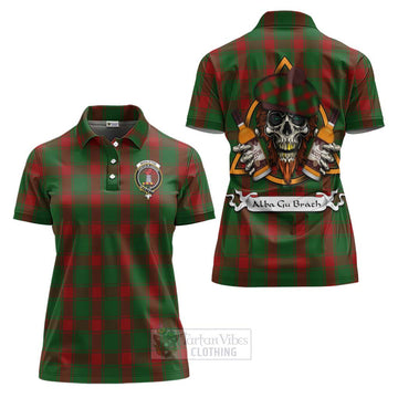 Middleton Tartan Women's Polo Shirt with Family Crest and Bearded Skull Holding Bottles of Whiskey Women - Tartan Vibes Clothing