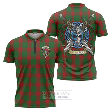 Middleton Tartan Zipper Polo Shirt with Family Crest Celtic Skull Style Unisex - Tartan Vibes Clothing