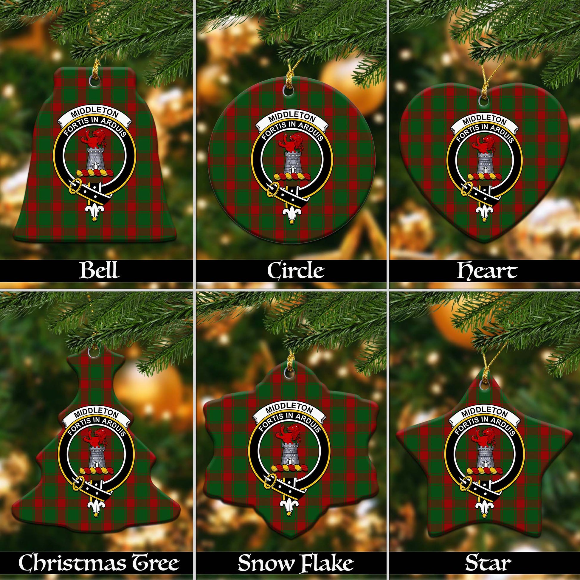 Middleton Tartan Christmas Ceramic Ornaments with Family Crest Ceramic - Tartan Vibes Clothing