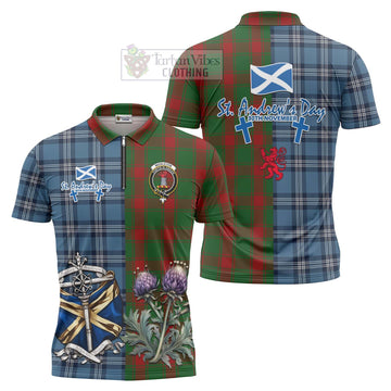Middleton Tartan Zipper Polo Shirt Happy St. Andrew's Day Half Tartan Style Unisex - Tartan Vibes Clothing