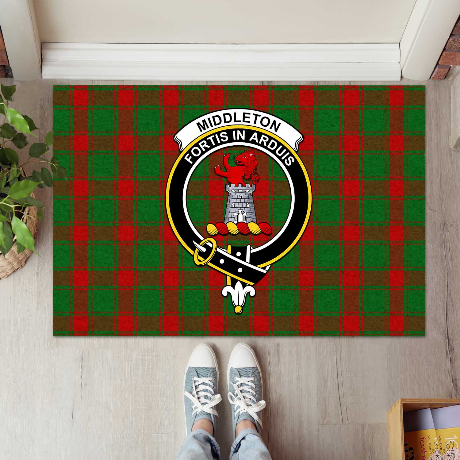 Middleton Tartan Rubber Doormat with Family Crest L 60*90cm - Tartan Vibes Clothing