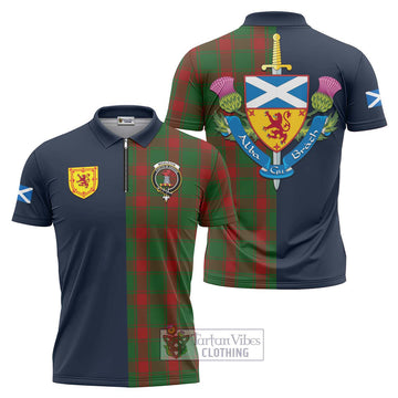 Middleton Tartan Zipper Polo Shirt Alba with Scottish Lion Royal Arm Half Style Unisex - Tartan Vibes Clothing