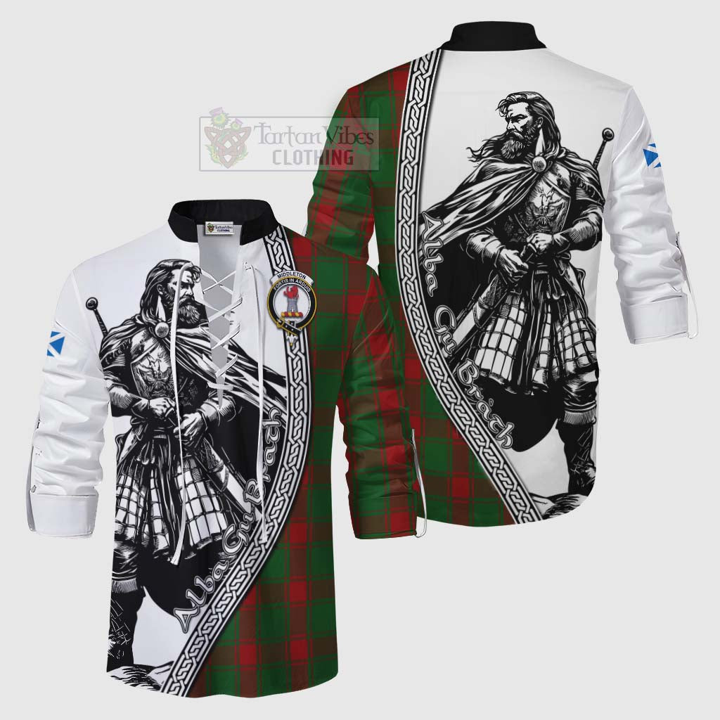 Middleton Tartan Clan Crest Ghillie Kilt Shirt with Highlander Warrior Celtic Style Men - Tartan Vibes Clothing
