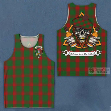 Middleton Tartan Men's Tank Top with Family Crest and Bearded Skull Holding Bottles of Whiskey Men - Tartan Vibes Clothing