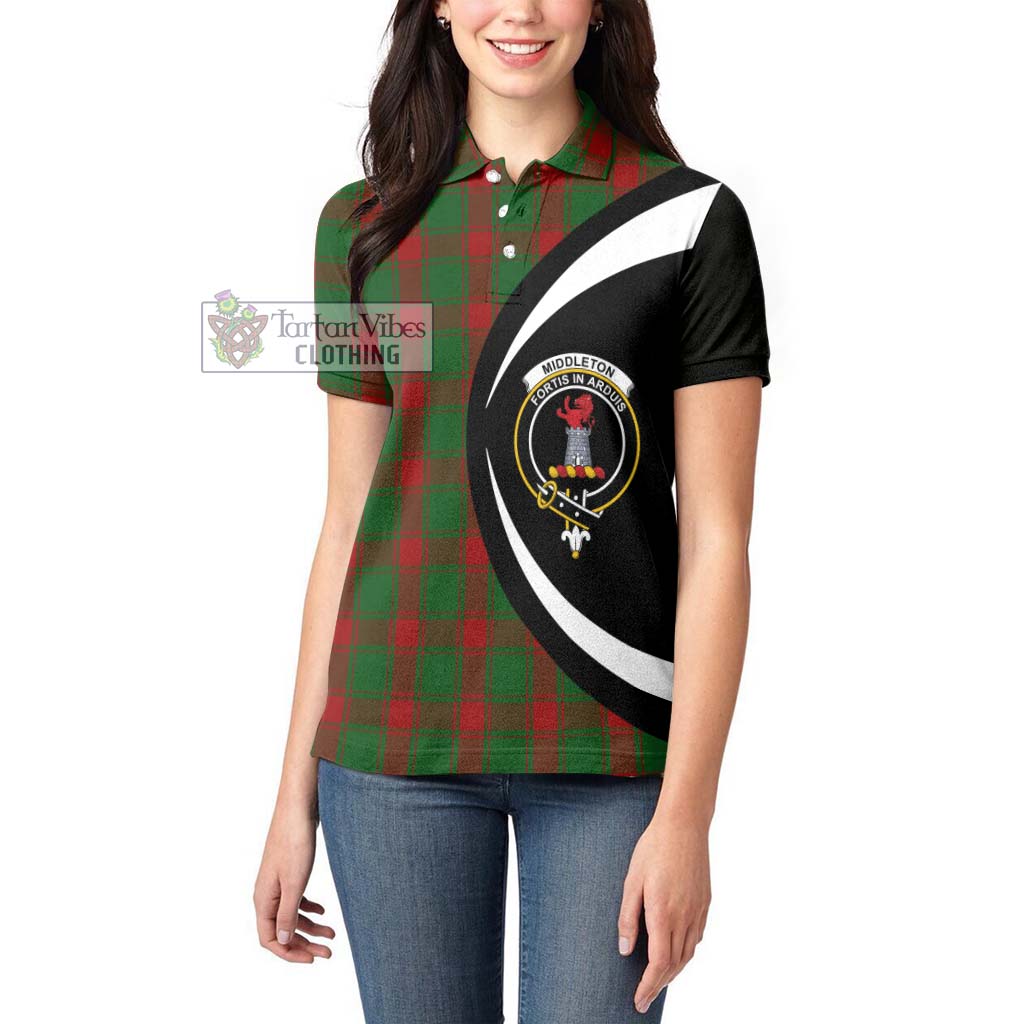 Middleton Tartan Women's Polo Shirt with Family Crest Circle Style - Tartan Vibes Clothing