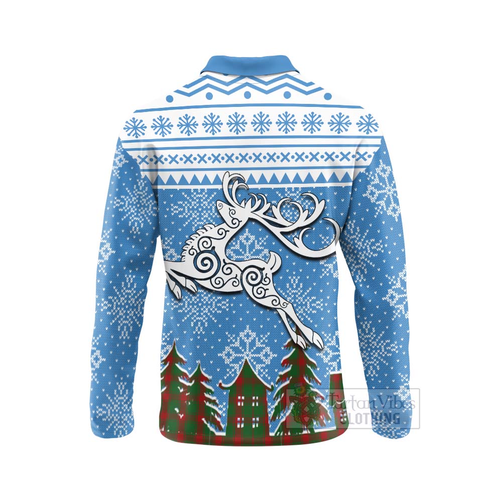 Middleton Clan Christmas Long Sleeve Polo Shirt Celtic Reindeer Style - Tartan Vibes Clothing