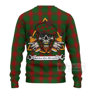 Middleton Tartan Ugly Sweater with Family Crest and Bearded Skull Holding Bottles of Whiskey - Tartan Vibes Clothing