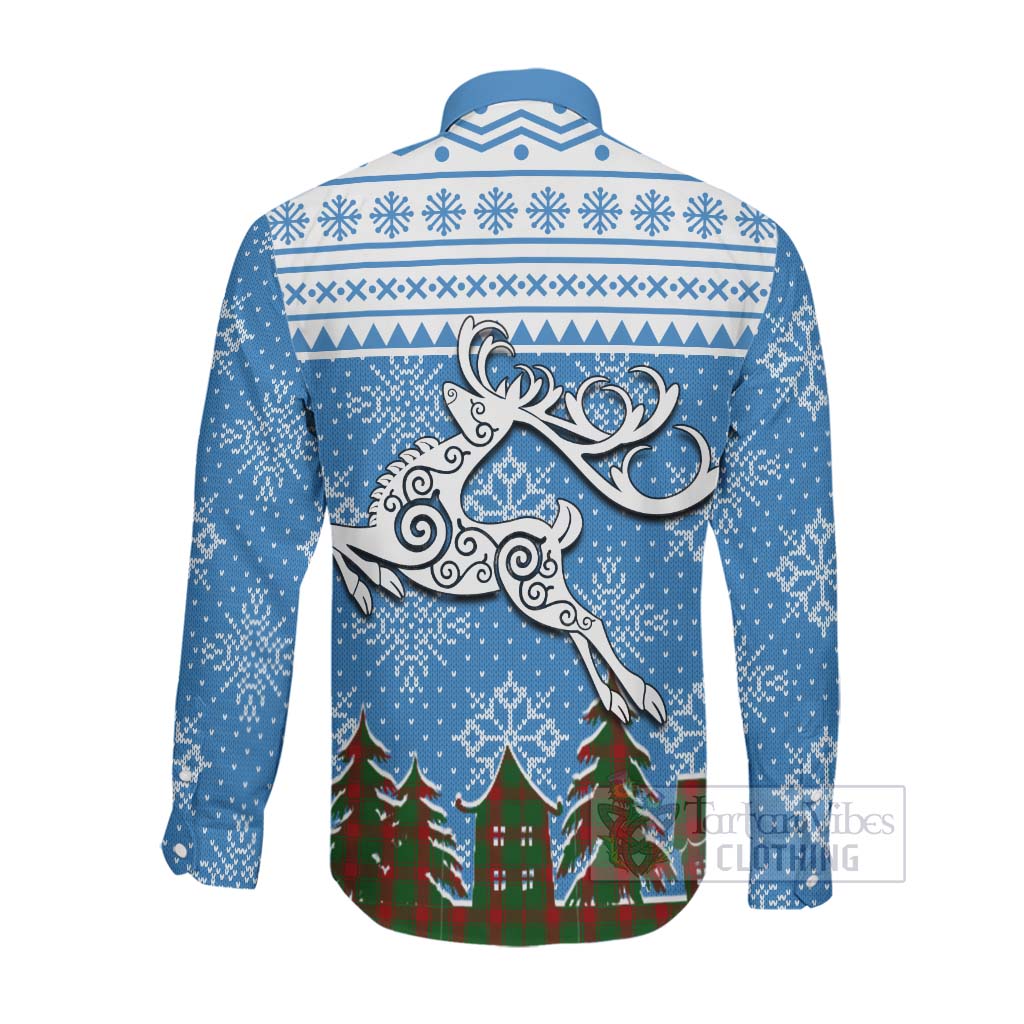 Middleton Clan Christmas Long Sleeve Button Shirt Celtic Reindeer Style Men's Shirt - Tartan Vibes Clothing