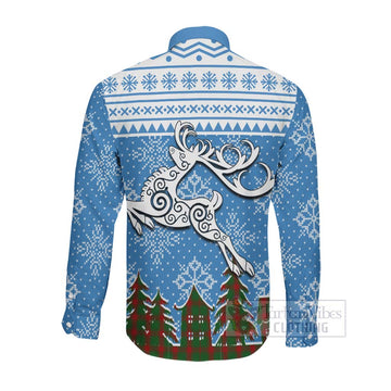 Middleton Clan Christmas Long Sleeve Button Shirt Celtic Reindeer Style Men's Shirt - Tartan Vibes Clothing