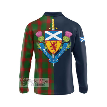 Middleton Tartan Long Sleeve Polo Shirt Alba with Scottish Lion Royal Arm Half Style - Tartan Vibes Clothing