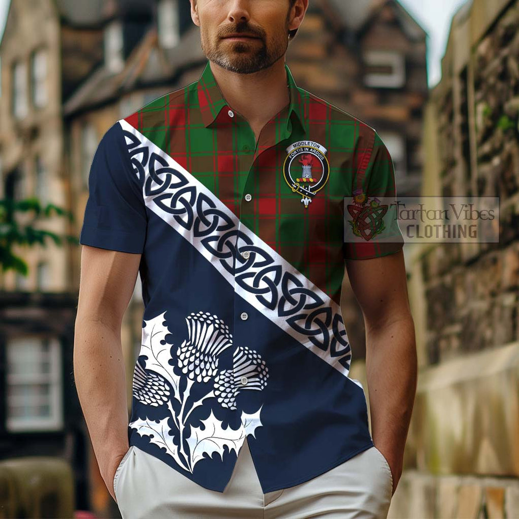 Middleton Tartan Hawaiian Shirt Featuring Thistle and Scotland Map - Tartan Vibes Clothing
