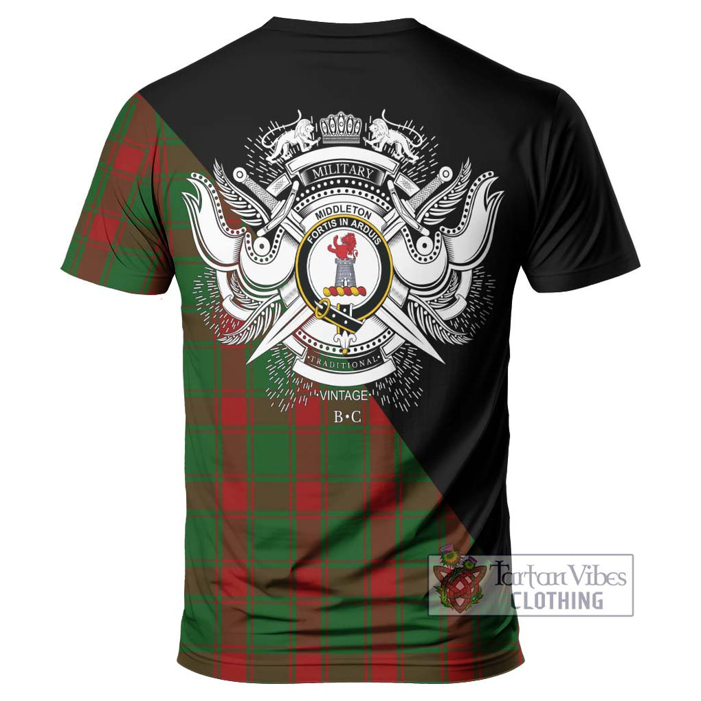 Middleton Tartan T-Shirt with Family Crest and Military Logo Style - Tartan Vibes Clothing