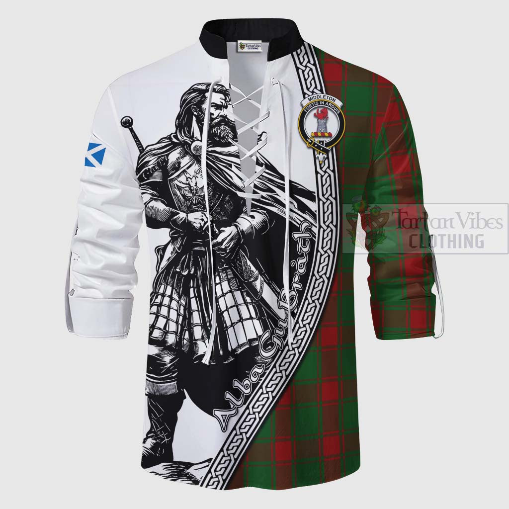 Middleton Tartan Clan Crest Ghillie Kilt Shirt with Highlander Warrior Celtic Style - Tartan Vibes Clothing