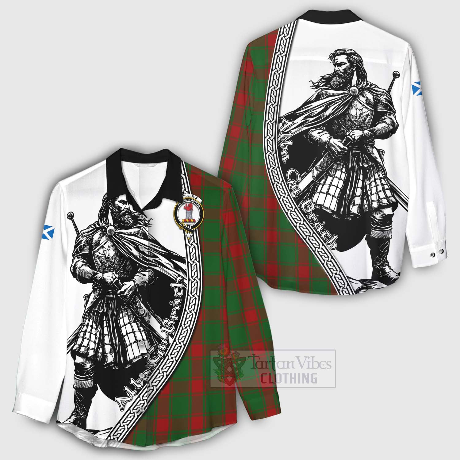 Middleton Tartan Clan Crest Women's Casual Shirt with Highlander Warrior Celtic Style - Tartan Vibes Clothing