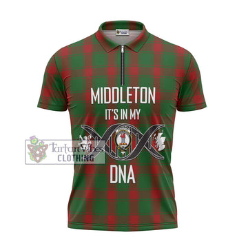 Middleton Tartan Zipper Polo Shirt with Family Crest DNA In Me Style - Tartan Vibes Clothing