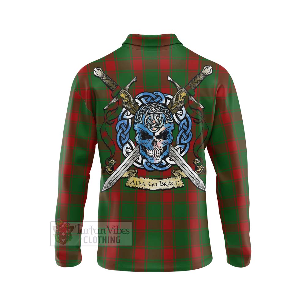 Middleton Tartan Long Sleeve Polo Shirt with Family Crest Celtic Skull Style - Tartan Vibes Clothing