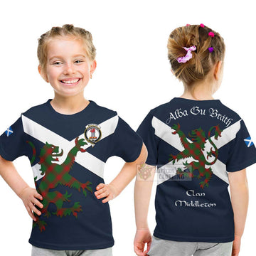 Middleton Tartan Lion Rampant Kid T-Shirt Proudly Display Your Heritage with Alba Gu Brath and Clan Name - Tartan Vibes Clothing