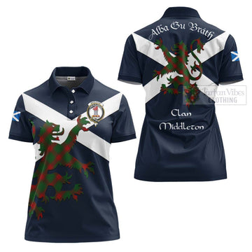 Middleton Tartan Lion Rampant Women's Polo Shirt Proudly Display Your Heritage with Alba Gu Brath and Clan Name - Tartan Vibes Clothing