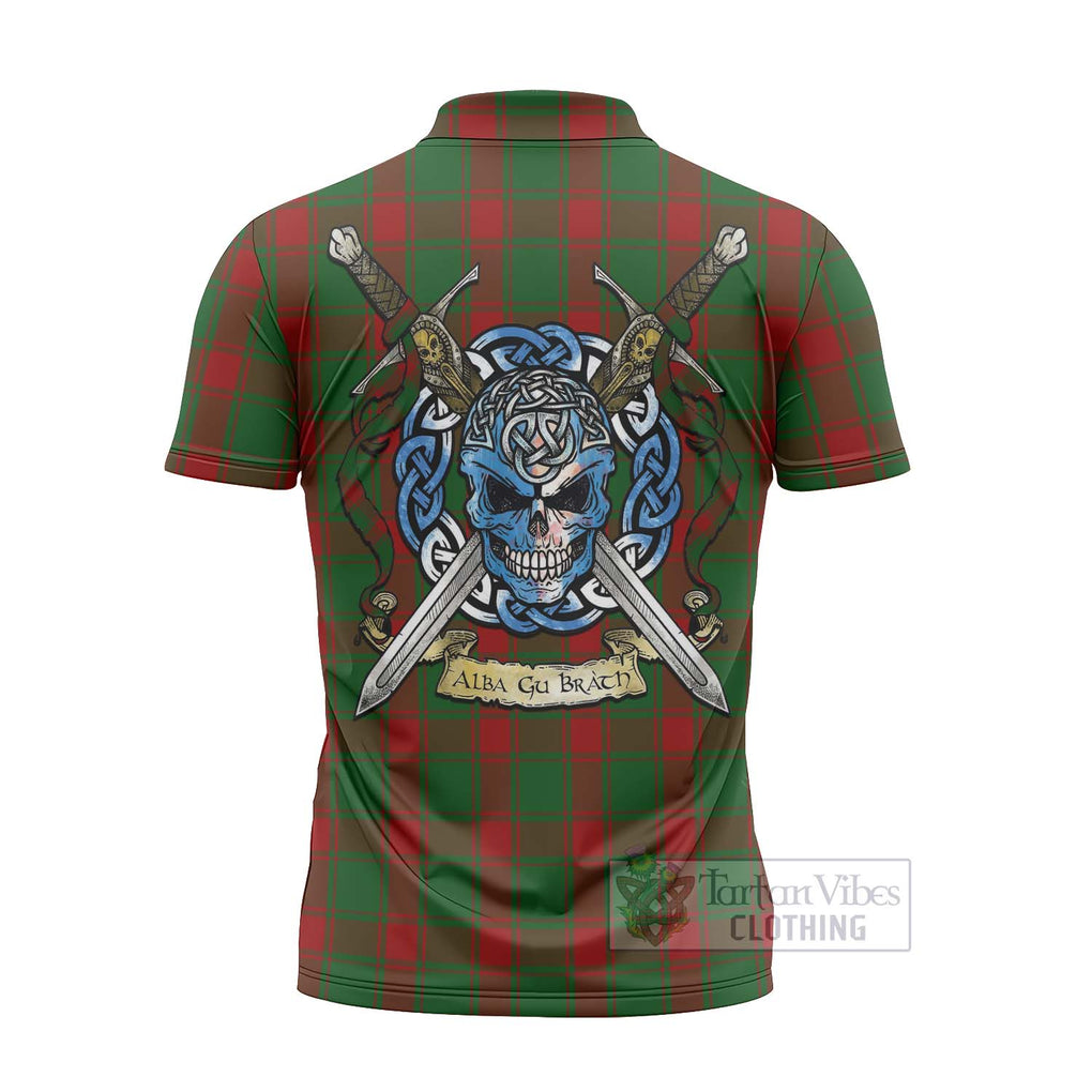 Middleton Tartan Zipper Polo Shirt with Family Crest Celtic Skull Style - Tartan Vibes Clothing