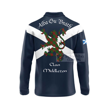 Middleton Tartan Lion Rampant Long Sleeve Polo Shirt Proudly Display Your Heritage with Alba Gu Brath and Clan Name - Tartan Vibes Clothing
