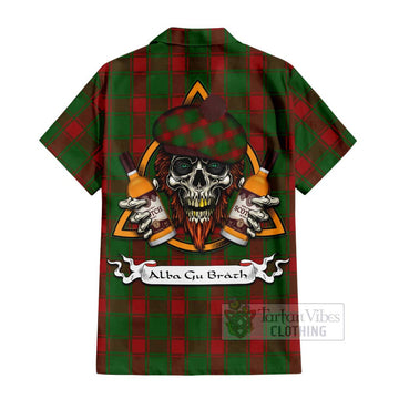 Middleton Tartan Hawaiian Shirt with Family Crest and Bearded Skull Holding Bottles of Whiskey - Tartan Vibes Clothing