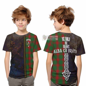 Tartan Vibes Clothing Middleton Tartan Family Crest Kid T-Shirt Alba Gu Brath Be Brave Lion Ancient Style