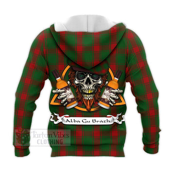 Middleton Tartan Knitted Hoodie with Family Crest and Bearded Skull Holding Bottles of Whiskey - Tartan Vibes Clothing